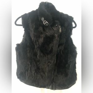 Black rabbit fur vest